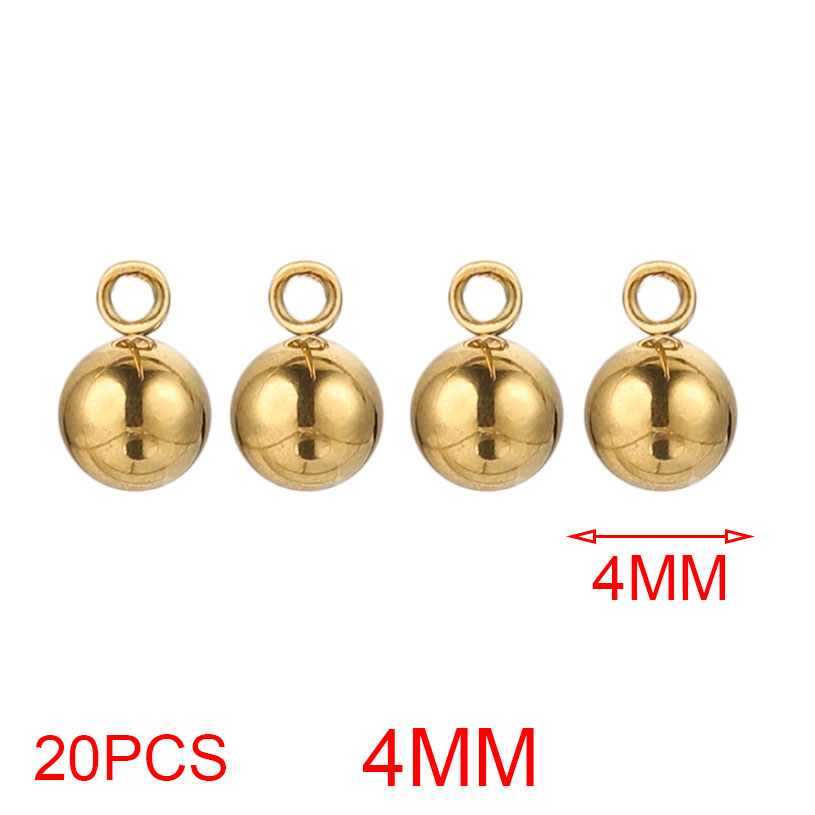 20pcs Lot 4/5/6mm Round Stainless Steel Beads Solid Ball Charms DIY Gold Plated Earrings Bracelet Jewelry Making Materials Craft: Blue Zinc Plated