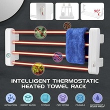 Punch-free Foldable Dryer Intelligent Electric Towel Warmer Heated Towel Rail Bathroom Wall mounted Space Aluminum Towel Rack