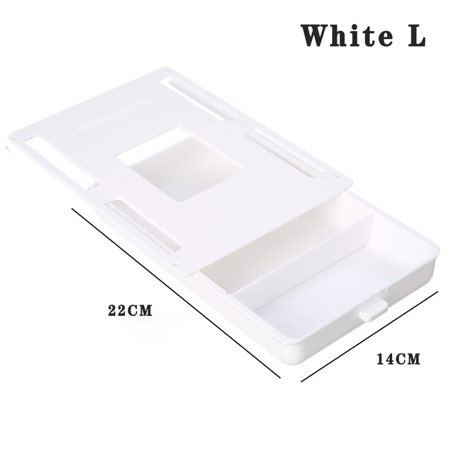 Desk Drawer Self Stick Desk Table Storage Hidden Drawer For Small Accessories Holder Storage Tray Organizer Stationery Storage: White L