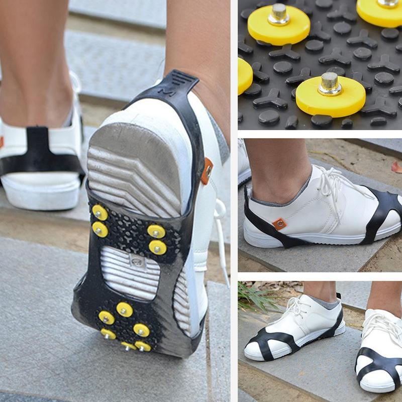 1 paar Outdoor antislip Rubber Spike Schoen Cover 10 Tand Verkrampte Slip Shoe Cover Ski Bergbeklimmen Siliconen Stijgijzers