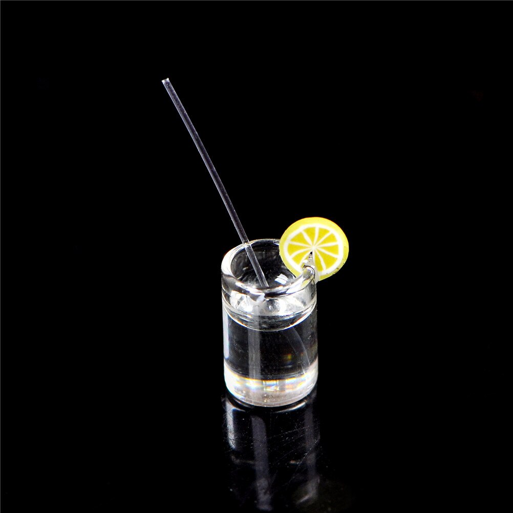 1:12 Dollhouse Resin Mini Lemon Water Cup/Orange Juice/Coffee/Tea Drink Cup Miniature Dollhouse Accessories Cups Toy: Style 1