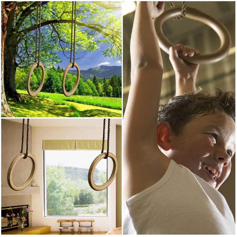 Outdoor Sport Trapeze Schommel Ringen PE Touw Houten Trapeze Ringen Voor Volwassenen Kinderen Indoor Fitness Leisure Entertainment