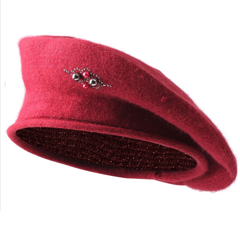 Vinter baskermössor för kvinnor ullstickade enfärgade basker kvinnliga mössor tjej höstvarma gorros märkes huvmössor: 19