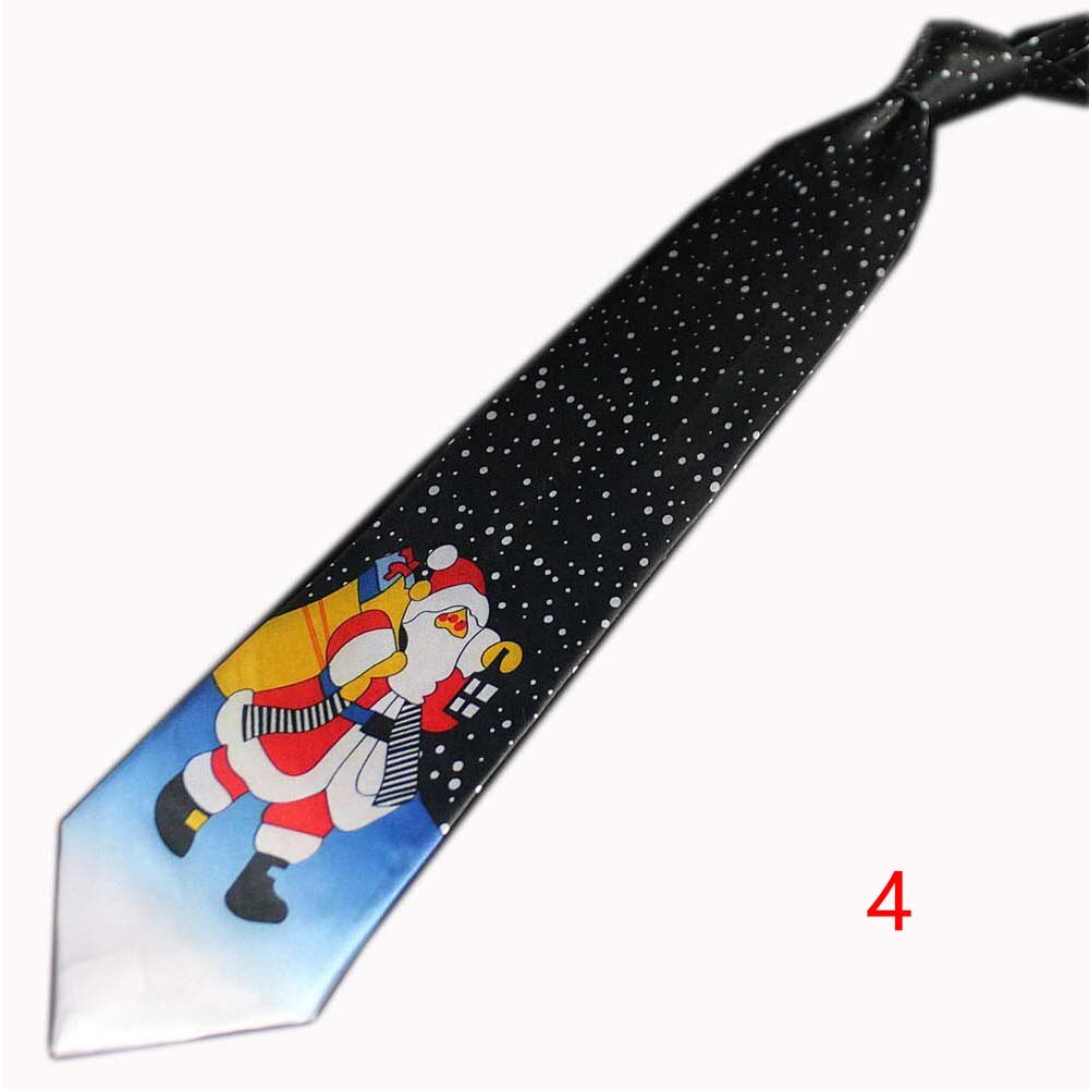 Tryckt julslips 9.5cm träd nyhet slips röd jultomte snöflinga slips för festival jul tyg slips: 4