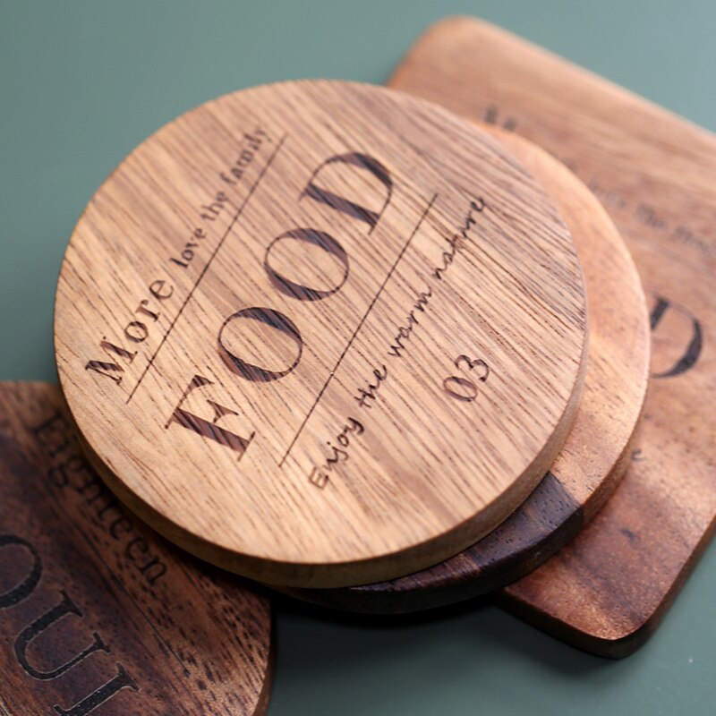 3 uds posavasos de taza cuadrado redondo posavasos madera bebida vaso aislante de calor estera de madera posavasos para taza Mesa mantel accesorios de cocina