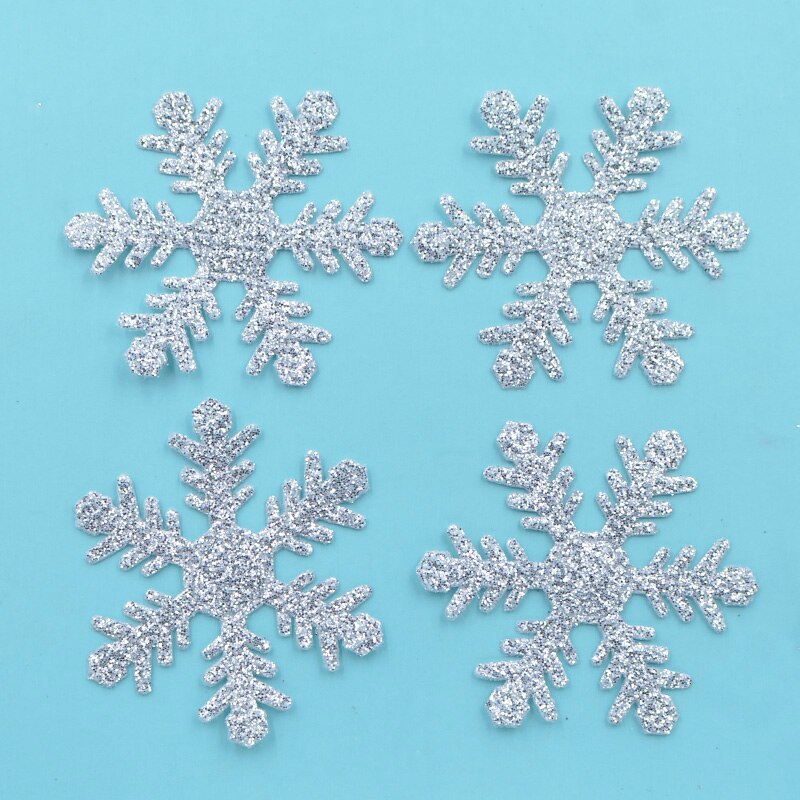 40mm Glitter Silver Bepowder Nonwoven Snowflake Applique Fabric Patch for Party/Christmas Decor Crafts DIY Tree Accessories S88: Default Title