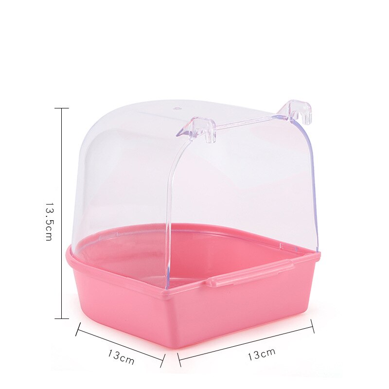 Pet Birds Parrot Hanging Bath Shower Bathtub Accessories Bird Feeder Box Supplies Canary Parakeet Pets Toys Plastic Simple: pink