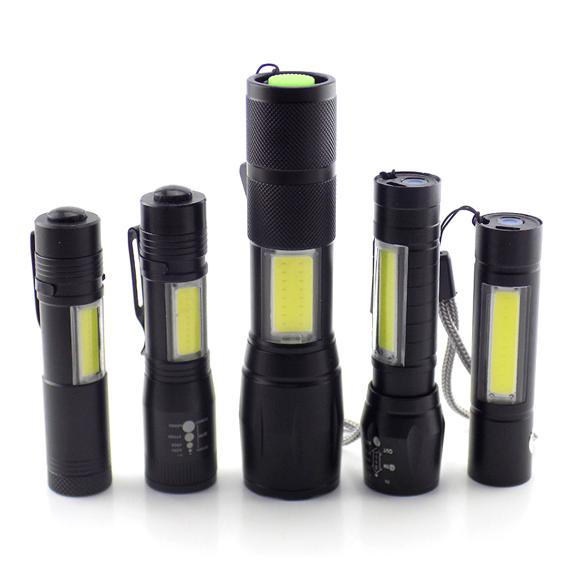 Mini potente linterna LED 2 COB Q5 USB recargable linterna trabajo flash luz linterna batería pesca linternas de camping