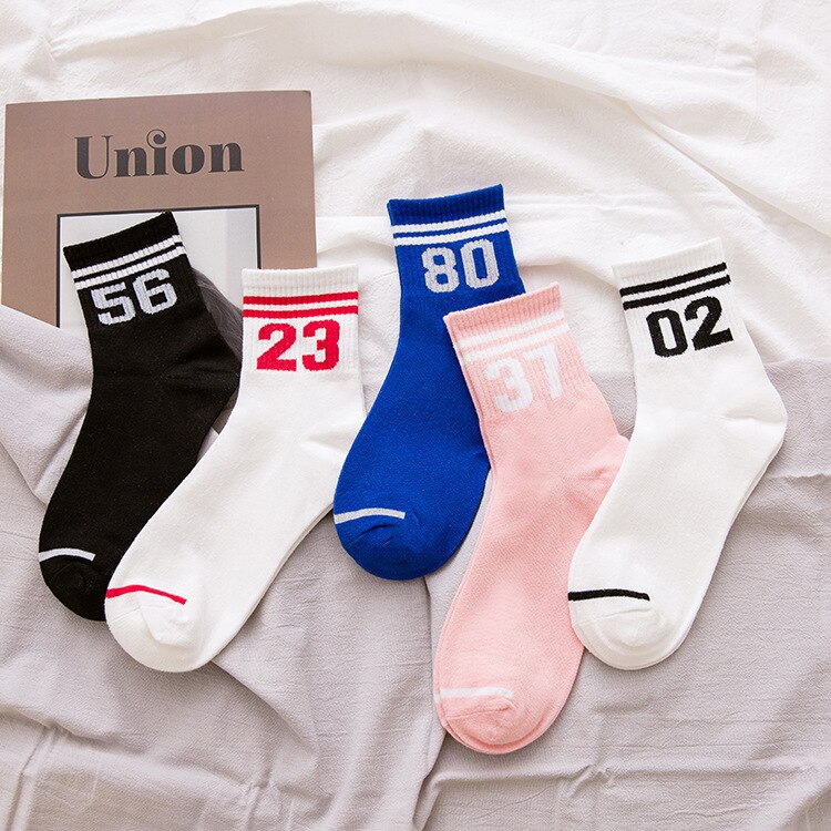 5 paar/partij verschillende stijlen damessokken schattige zuid-koreaanse stijl fruitnummers gemakkelijke sokken: 07