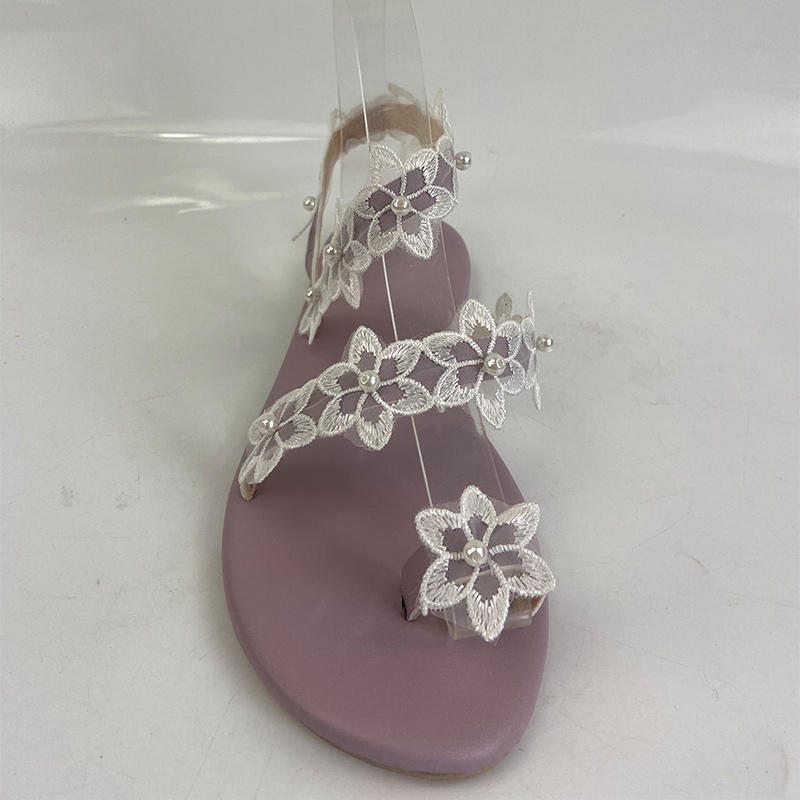 Sandalias elegantes con flores para mujer, zapatos casuales de playa, Sandalias planas con punta de Clip para mujer, zapatos de verano para mujer, femenina