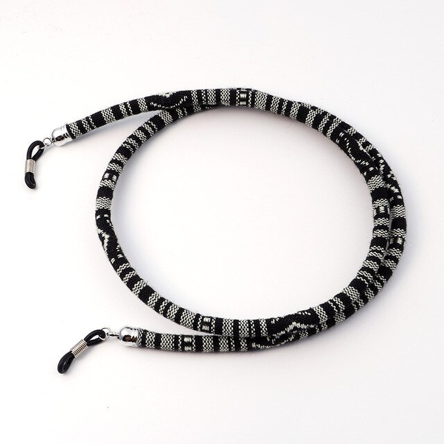 Men Women Eyeglass Sunglasses Cotton Neck String Cord Retainer Strap Eyewear Lanyard Holder High-End Ethnic Rope Glasses Chain: black