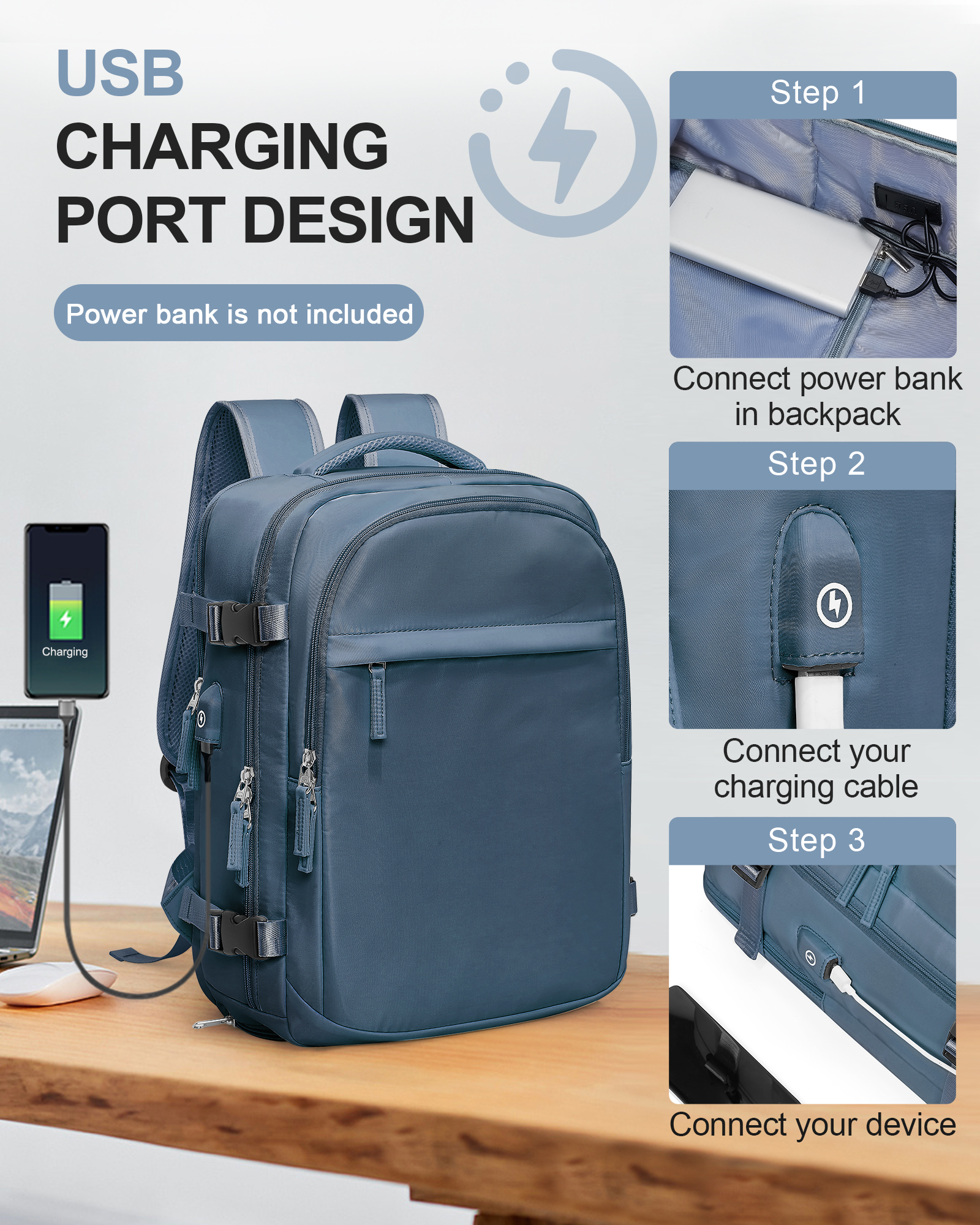 Handbagage Rugzak, Grote Reisrugzak Voor Vrouwen Mannen Luchtvaartmaatschappij Goedgekeurd Gym Rugzak Waterdichte Zakelijke Bagage Laptop Dagrugzak