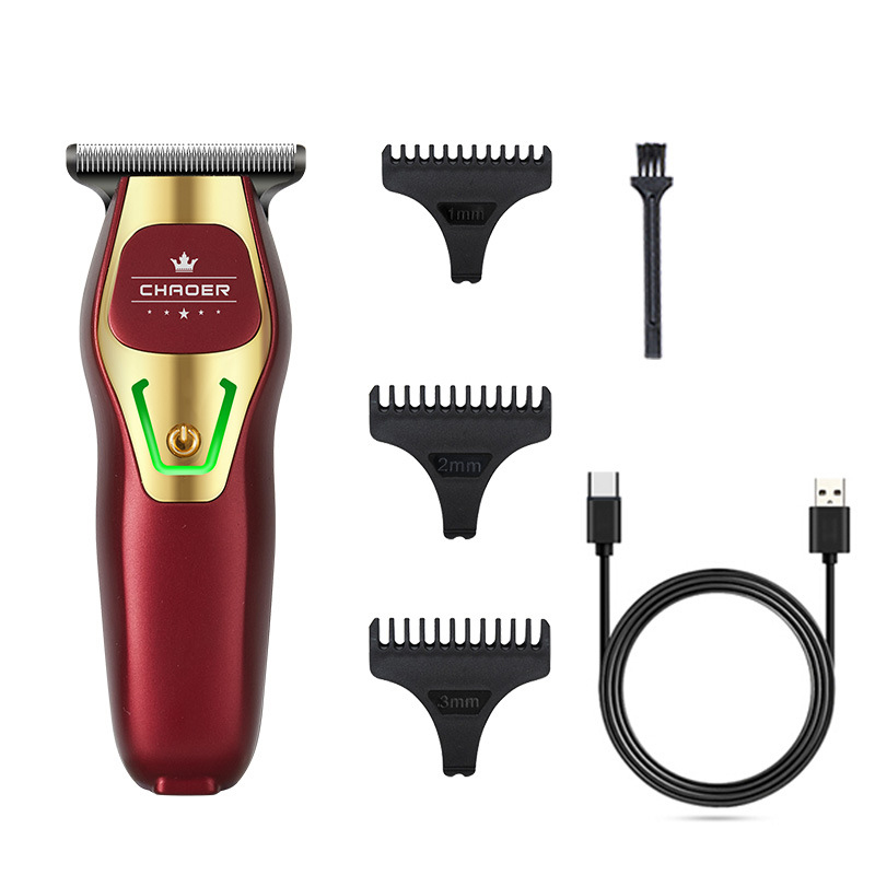 Cortadora de pelo portátil para hombres, Mini máquina de corte de pelo, recortadora de barba, juego de aseo: Rojo