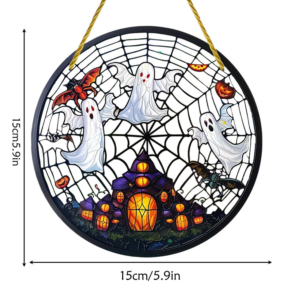 Attrape-soleil pour décoration d'Halloween, chauve-souris et fantôme, ornement mural, pendentif de fenêtre en acrylique, décoration intérieure gothique, usure, effrayant: Rouge