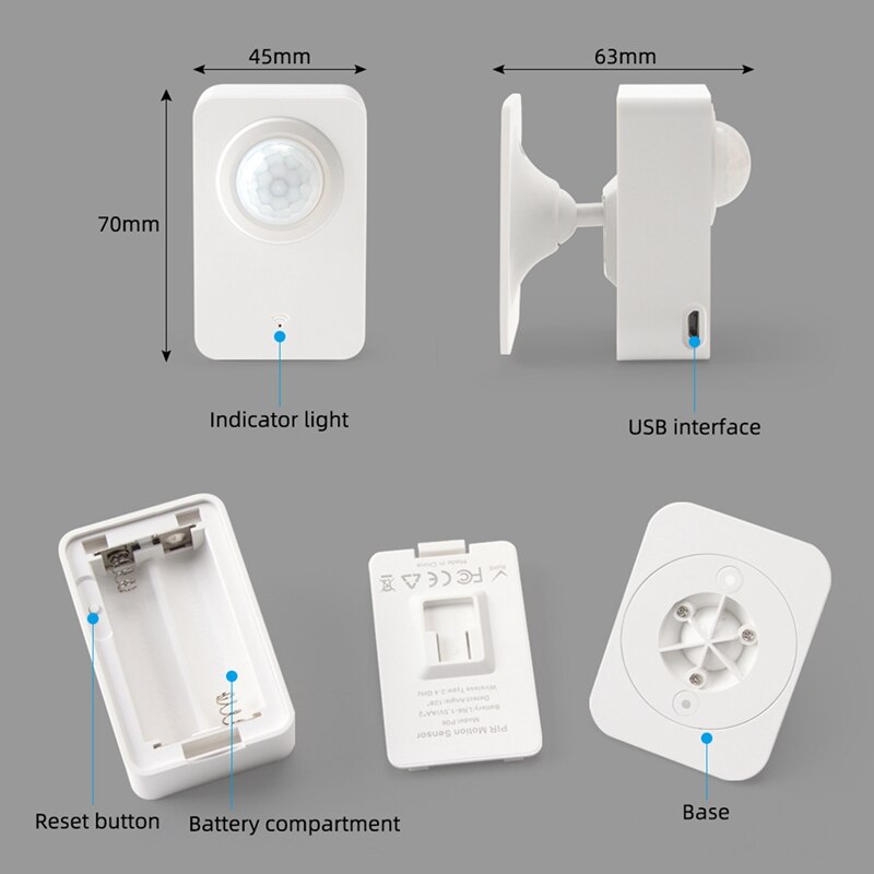 Tuya PIR Motion Sensor WiFi for Smart Life Infrared Passive Detection, Security Alarm System Detector Remote