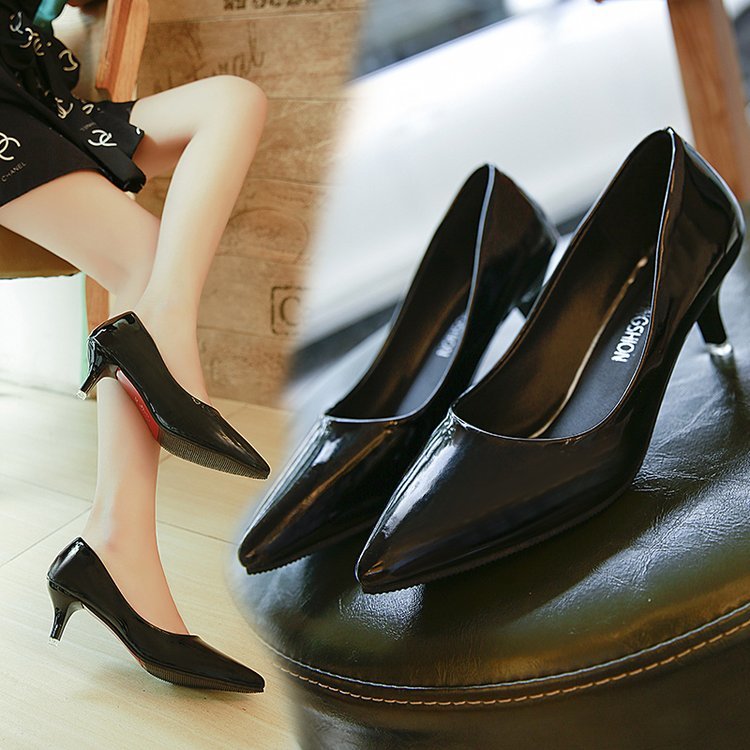 Chaussures de bureau simples pour femmes, grande taille 34-43 , bout pointu, groupe de pompes pour femmes, talons hauts peu profonds, chaussures de fête en pu pour femmes