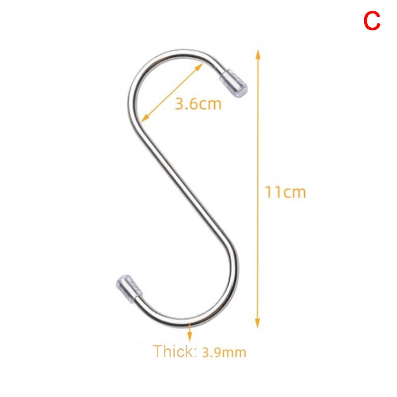 1pc Stainless Steel S Shaped Hanger Hook Kitchen Bathroom Clothing Hanger Hooks Railing Clasp Holder Hooks: 3