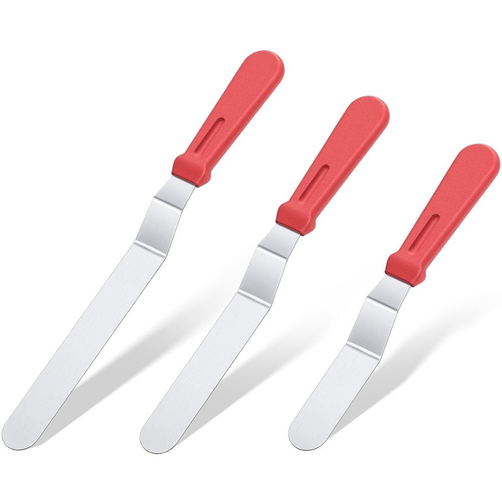 U-Smaak 6 &quot;8&quot; 10 &quot;Icing Spatel Rvs Gebak Cake Spatel Soepeler Fondant Strooier Icing frosting Bakken Decorating Tool: Red