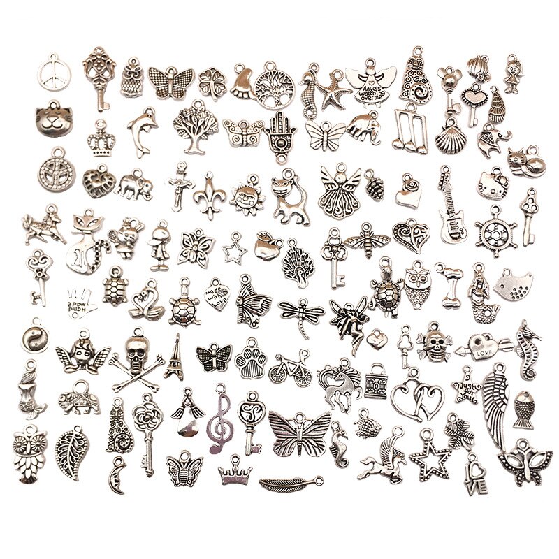 50 stk blandet mønster legering perler smykker tilbehør vedhæng diy håndværk leverer armbånd øreringe halskæde telefon indretning materialer: Blandet 02