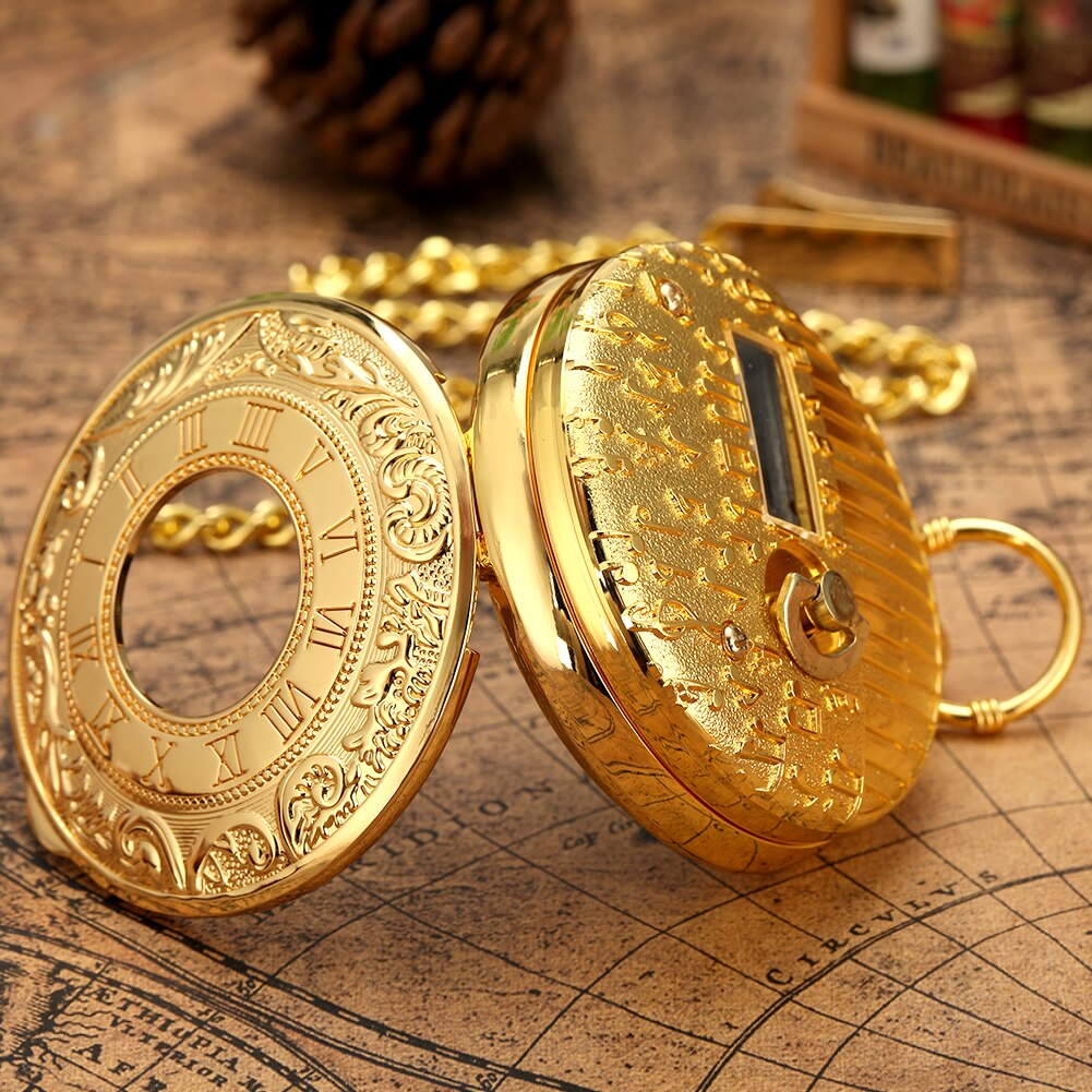Schloss Ich bin Himmel Musical Quarz Taschenuhr Luxus Gold Hohl Steampunk retro Römischen Ziffern Anhänger Uhr fob Kette Neue