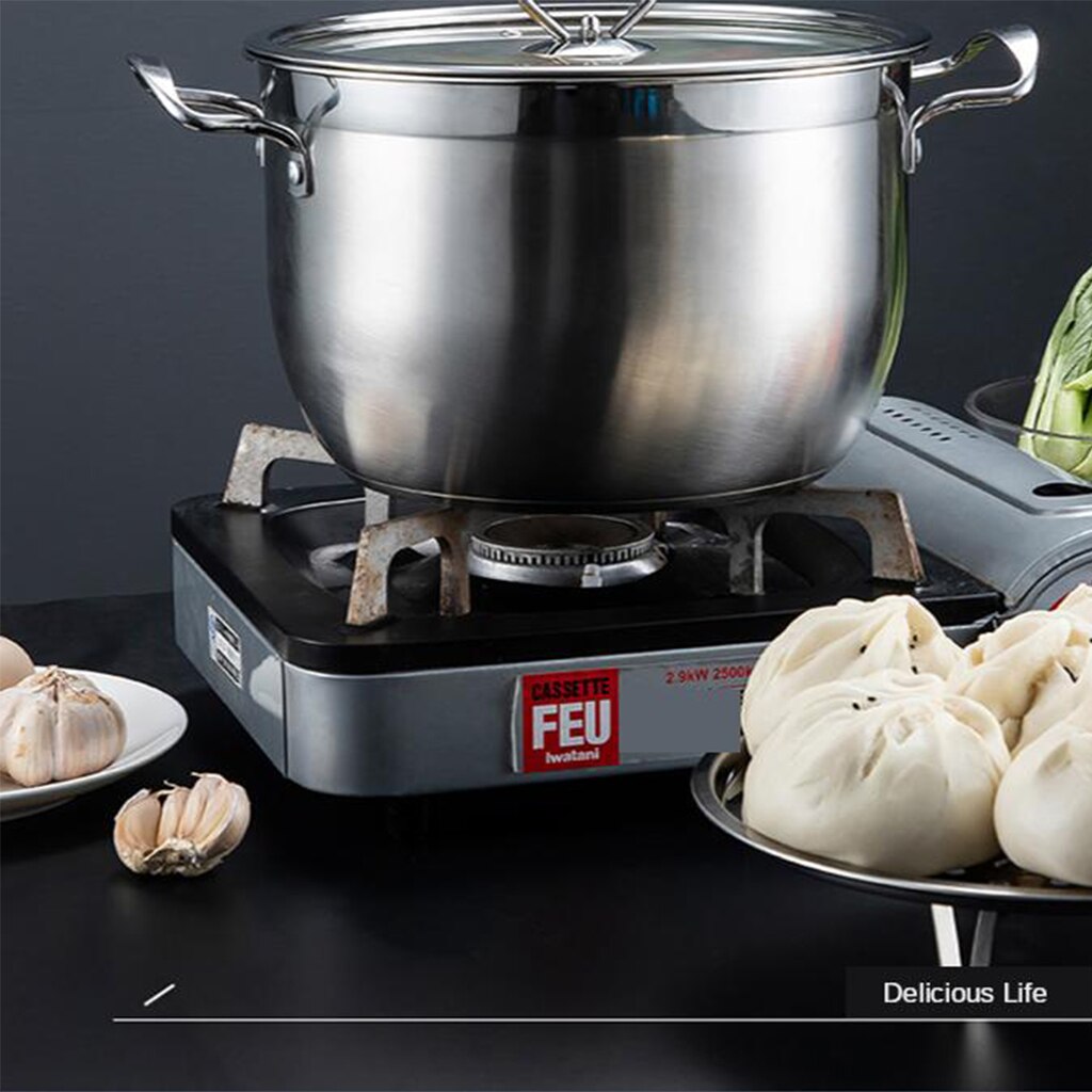 Two Tier Cooking Pot Steaming 26cm W/ Glass Clear Lid F/ Seaming And Boiling