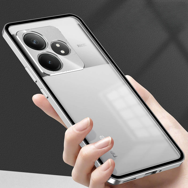Funda de aleación de aluminio para Realme GT6 GT 6T Neo6 SE, Fundas de vidrio magnéticas para Realme GT 6 Neo 6, Funda de parachoques mate a prueba de golpes