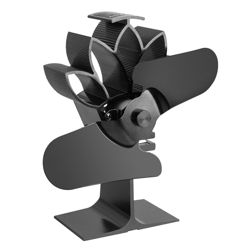 Thermal Power Fireplace Fan Heat Powered Wood Stove Fan for Wood/Log Burner /Fireplace Eco Friendly Two-Leaf Fans Black
