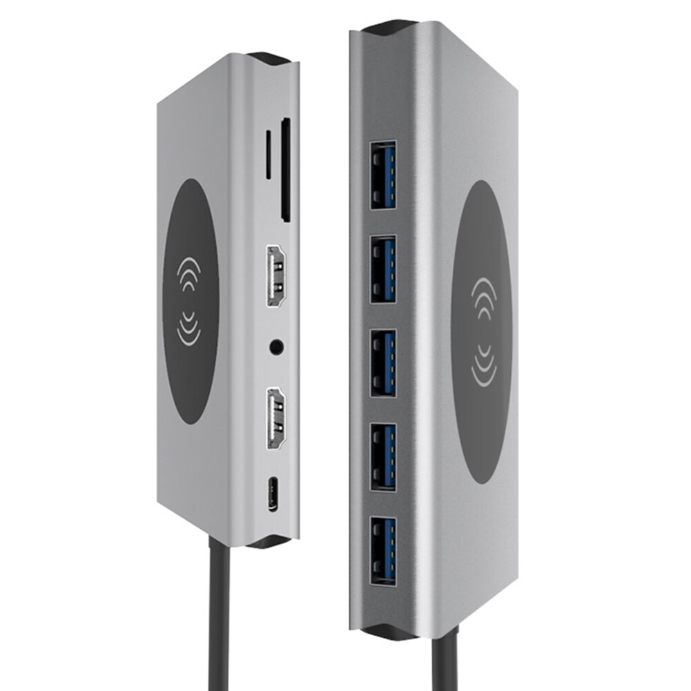 Type C Hub 14 In 1 Hdmi RJ45 Vga Triple Display Usb Hub 3.0 Adapter Dock Voor Macbook Pro Kaart kaartlezer Usb Splitter Usb C Hub