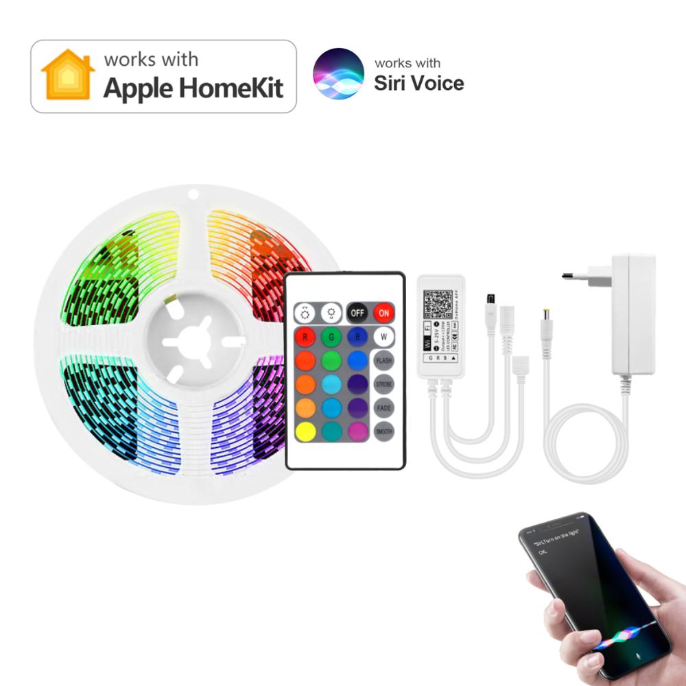 Smart Apple HomeKit Siri Voice Control RGB LED Strip Light WiFi Wireless Lamp Neon Tape LED Room lights Work With Apple Home