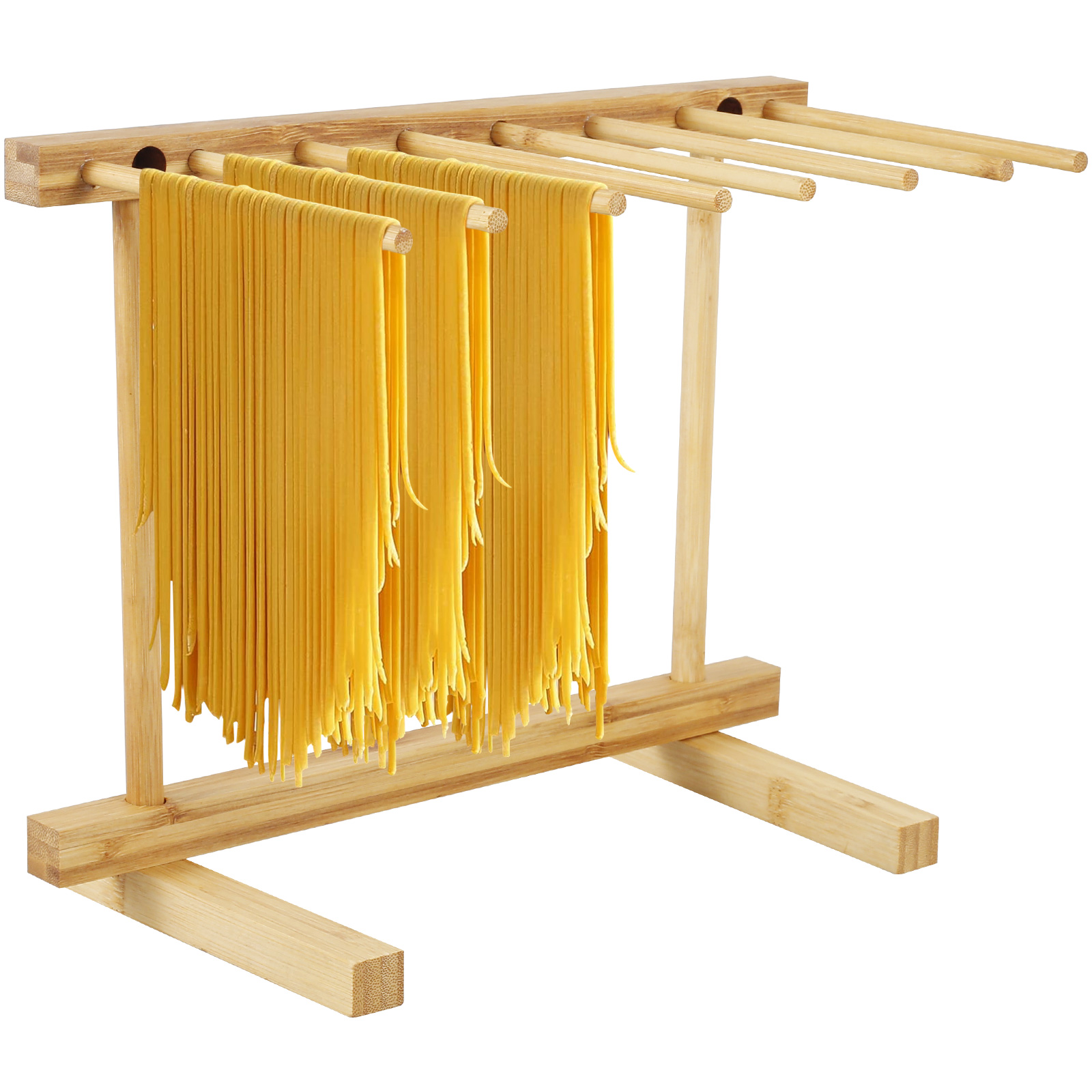 Rack de secagem de macarrão doméstico com 8 barras de madeira rack de secagem de macarrão destacável suporte portátil rack de suspensão de macarrão