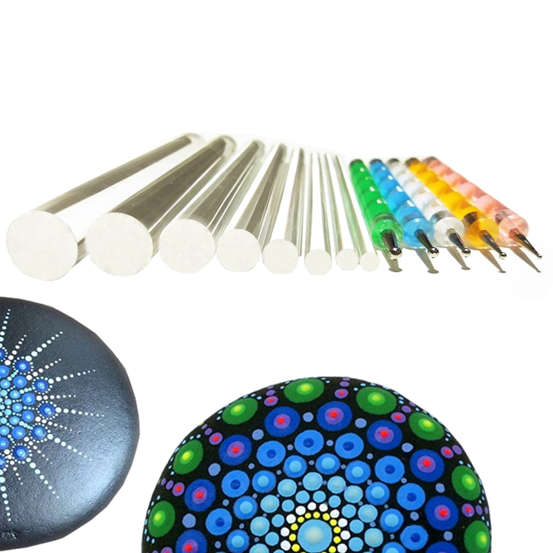 Mandala prikværktøj sæt til maling af sten, maling af sten prik kit, sten sten maleri pen polka dot værktøj skabelon kosmetisk