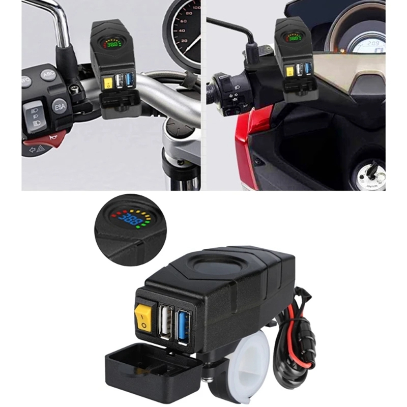 C1fb 20-80v elcykelstyr usb-oplader 24v 36v 48v 60v qc3.0 hurtigopladeradapter nem installation