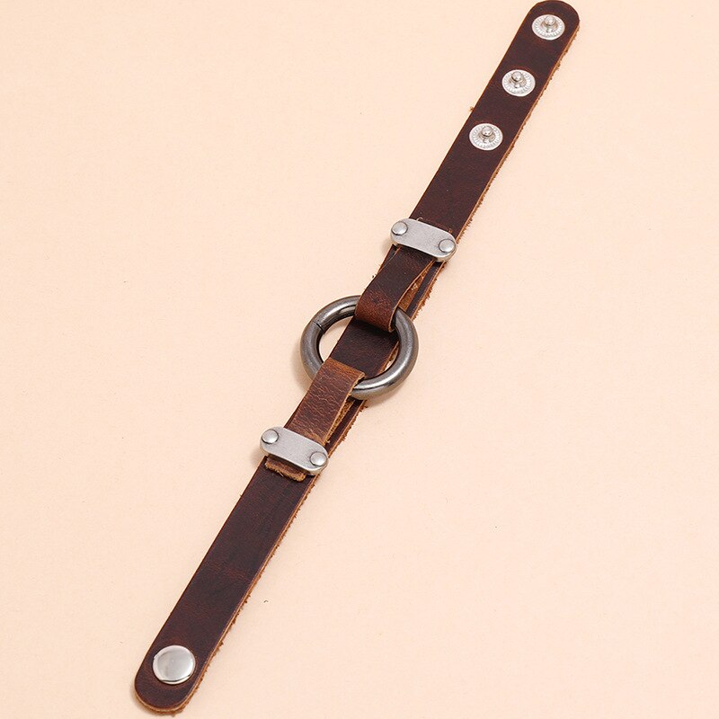 Nouveaux Bracelets en cuir pour hommes et femmes, breloques enroulées en cercle métallique, multicouches tressées, bijoux ajustables