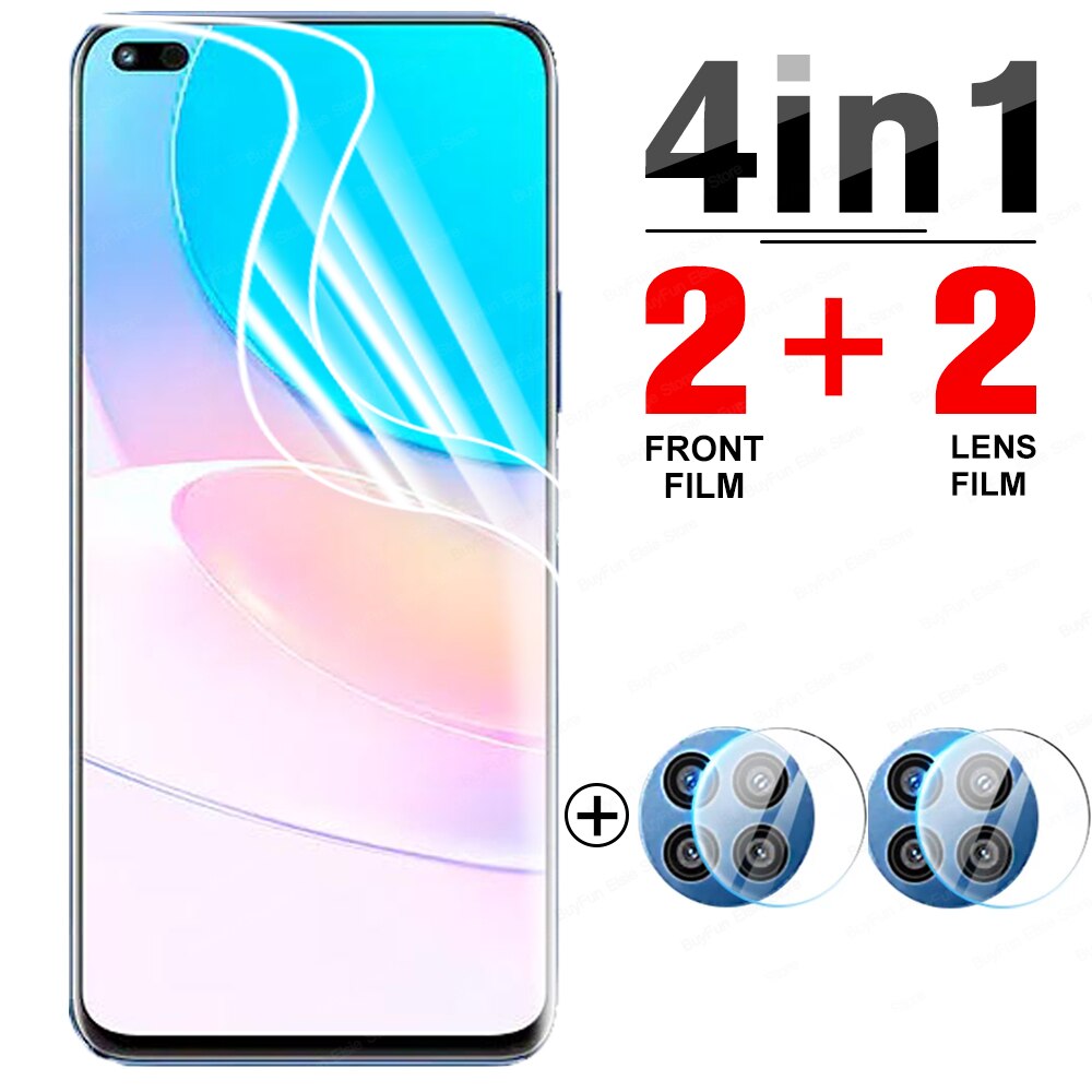 4 in 1 Hydrogel Film For Huawei nova 8i Screen Protector films for huawei nova 8i NEN-L22 6.67&quot; Protective film not glass: 2 X front 2 X lens