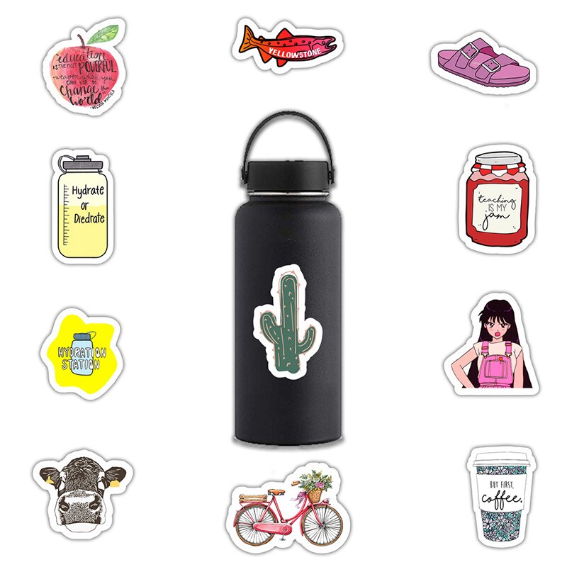 50pcs Cartoon Stickers Cute Kids Child Stickers Waterproof Animal Stickers Biker Motor DIY Stickers Pack Decal Laptop Sticker