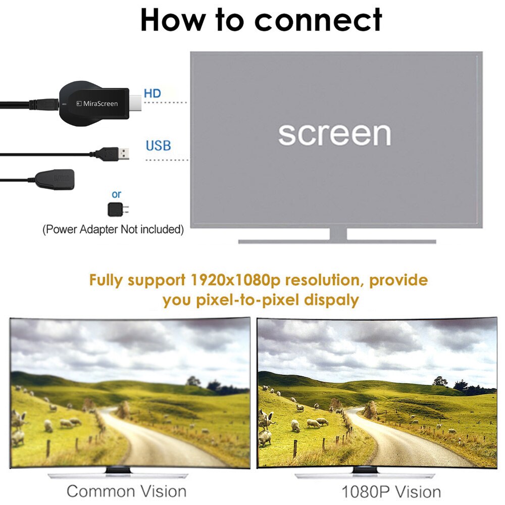 Mirascreen Draadloze Hdmi Tv Dongle Media Player Tv Stick Ondersteuning Miracast Airplay Dlna Full 1080P Media Tv Stick In voorraad