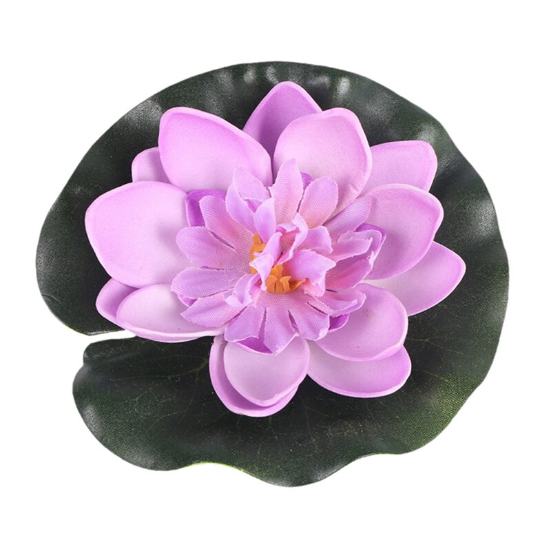 5 stk kunstig lotus åkande flydende blomsterdam tank plante blad ornament 10cm hjem bryllup havedam pool dekoration: Lilla (5pc)