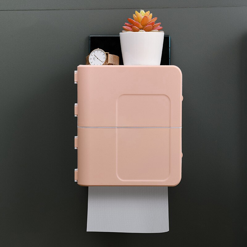 Portable Waterproof Tissue Toilet Paper Holder Plastic Wall Mounted Dispenser Organizer Storage Box Bathroom Accessory: Powder
