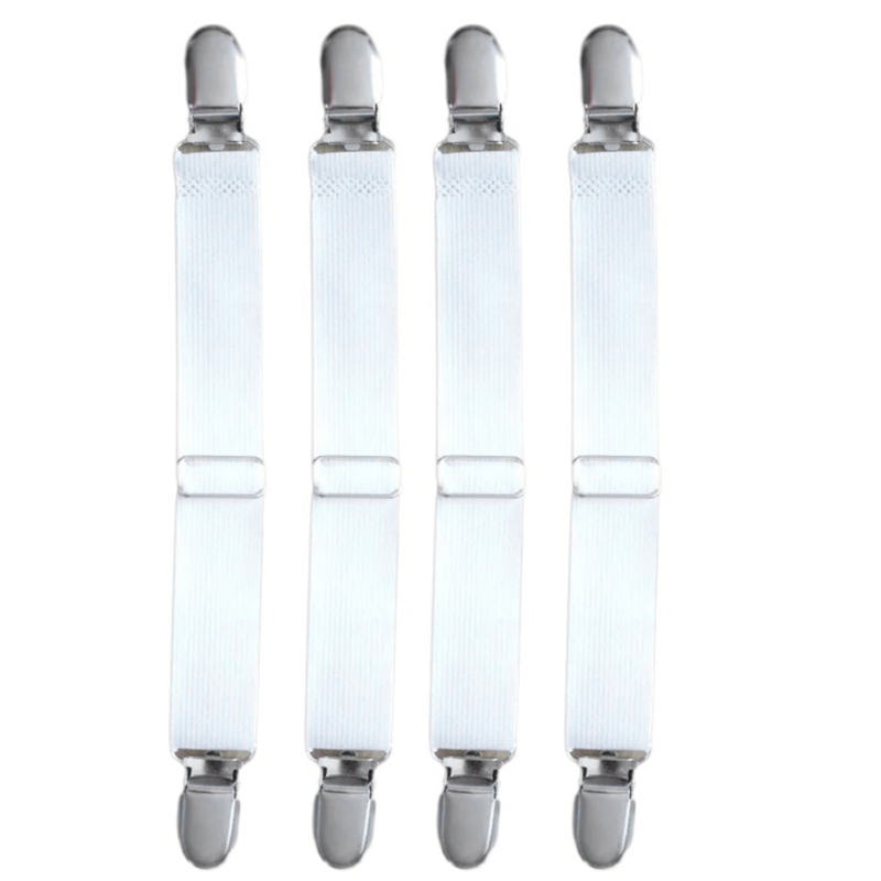 4 pieces bed sheet strap practical strong rubber sheet holder mattress clip bedding supply for mattress suspenders: White
