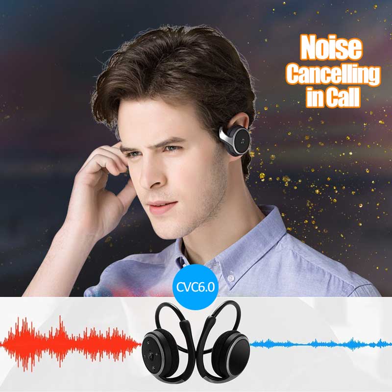 Casque Bluetooth tour de cou sur l'oreille Bluetooth casques d'écoute avec Micro Radio FM Micro SD carte fente Sport confortable écouteurs blanc noir