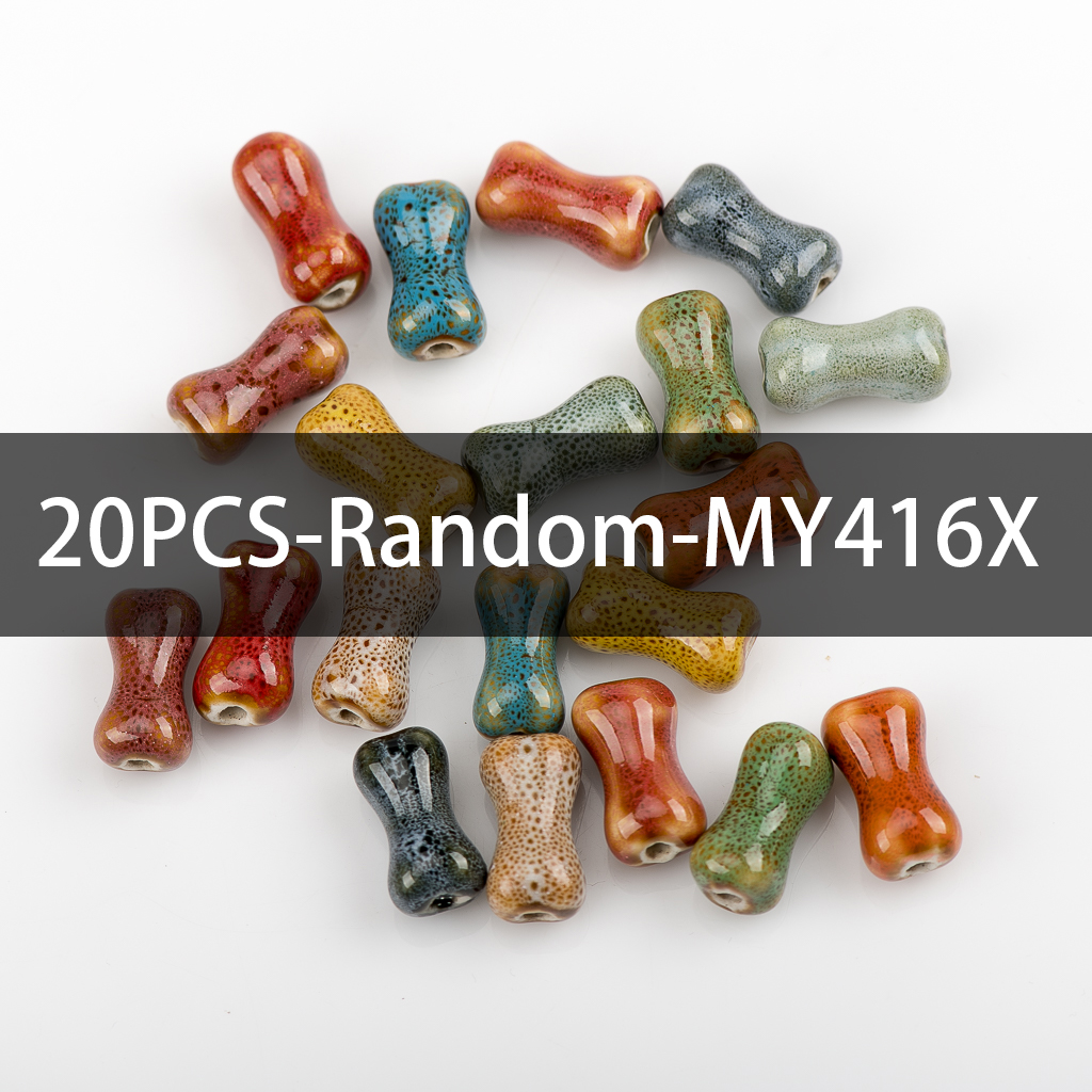 Cuentas de cerámica en forma de hueso para fabricación de joyas, materiales para pulsera y collar, 20 piezas, MY416, 19 #: Lavanda