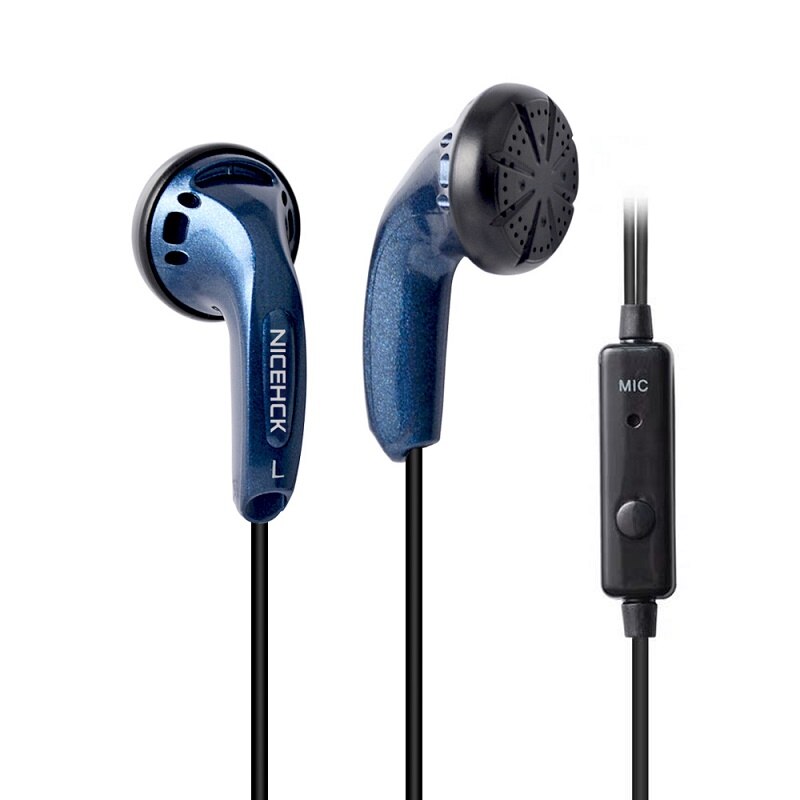 NiceHCK-auricular de alta fidelidad sin huellas, dispositivo de audio con cable HD de 3,5mm, controlador dinámico de 15,4mm, micrófono ME80/EB2/B40: Blue with mic