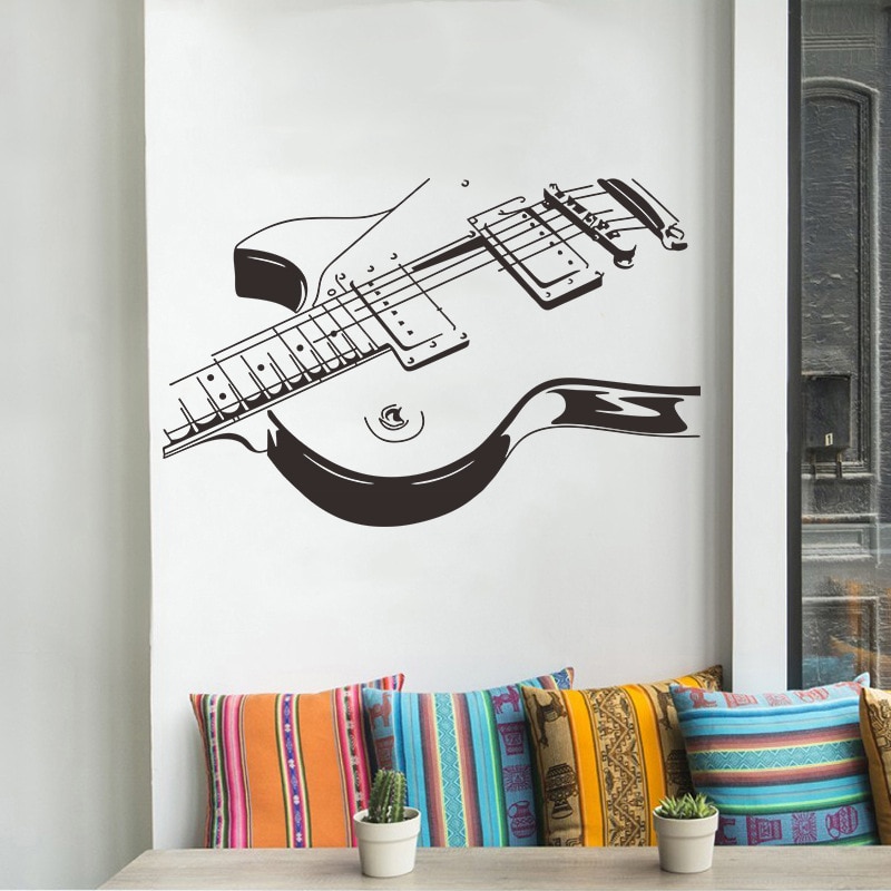 Stor storlek musik gitarr väggdekal musik rum sovrum dekoration väggmålning konst dekaler tapet individualitet klistermärken