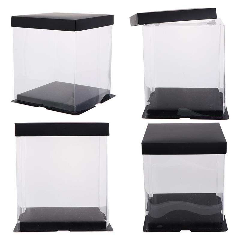 4Pcs Cake Verpakking Cake Container Transparantie Cake Box Cake Wrapping Doos: Black