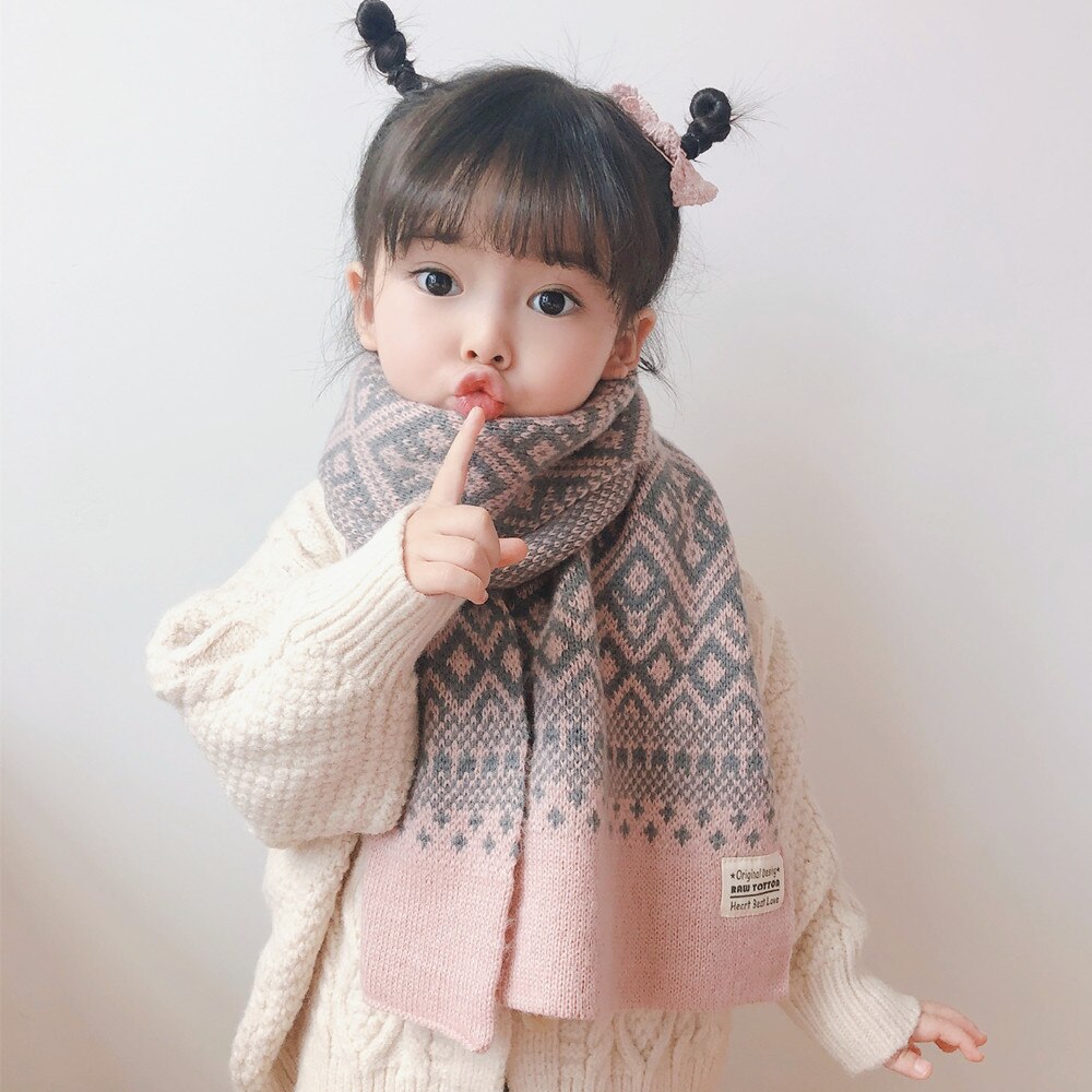 Bufanda de lana cálida para niño y niña, abrigo para el cuello, invierno, otoño