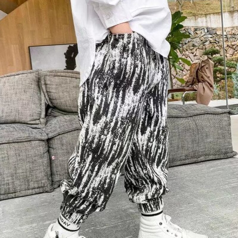 Brand New 110-160CM pantaloni per ragazzi primavera estate Tie-dye Print Leisure pantaloni per bambini vita elastica per adolescenti