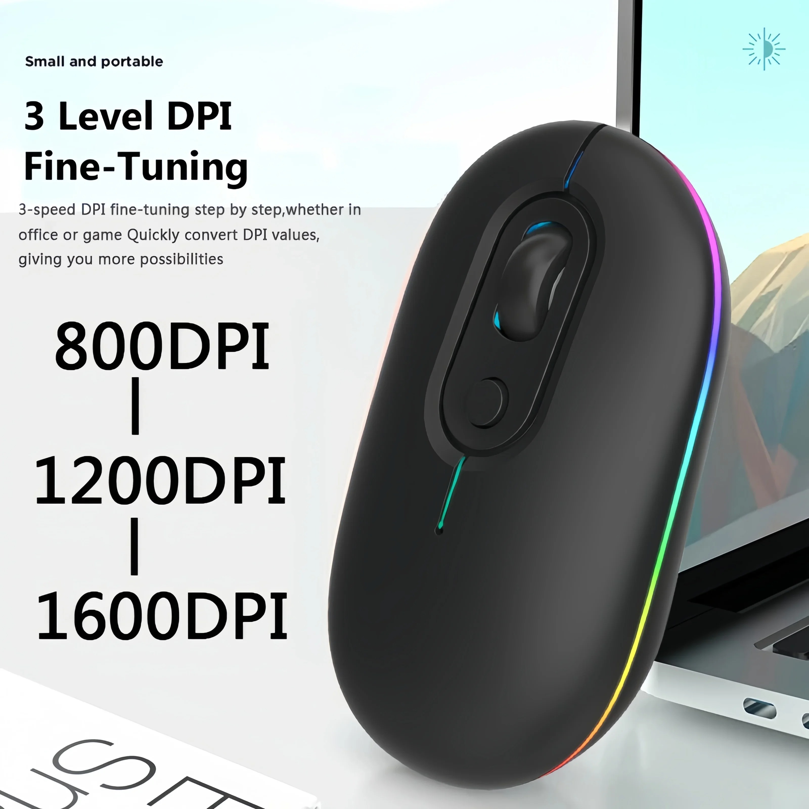 Wireless Mouse Bluetooth 5.2 5.0 2.4G Rechargeable RGB Mouse 1600 DPI Charging Gaming Mouse For MacBook iPad Tablet Laptop
