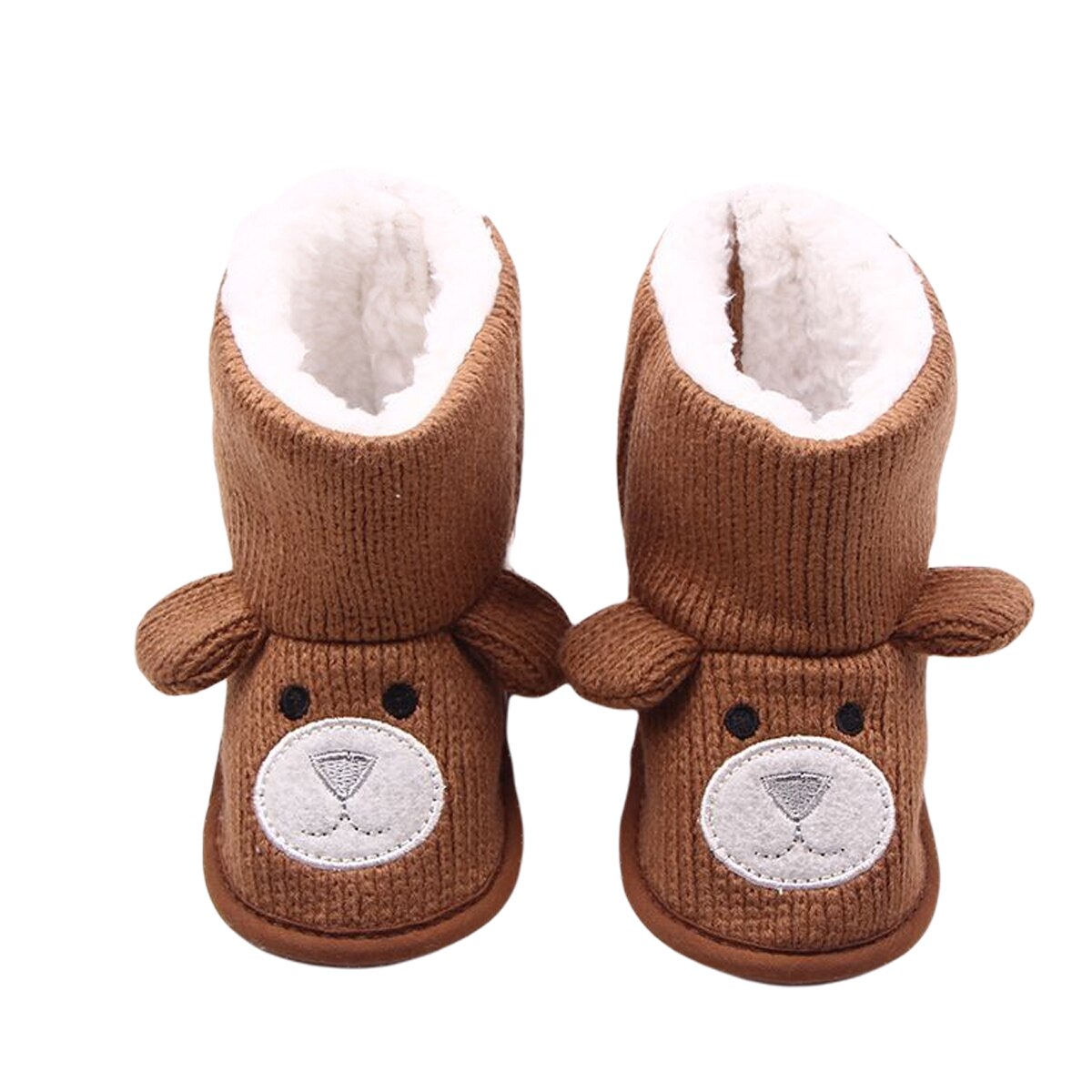 Peuter Baby Jongens Meisjes Snowboots Winter Warm Bont Voering Gebreide Booties Zachte Zool Anti-Slip Baby Prewalkers: Bruin / 13-18 months