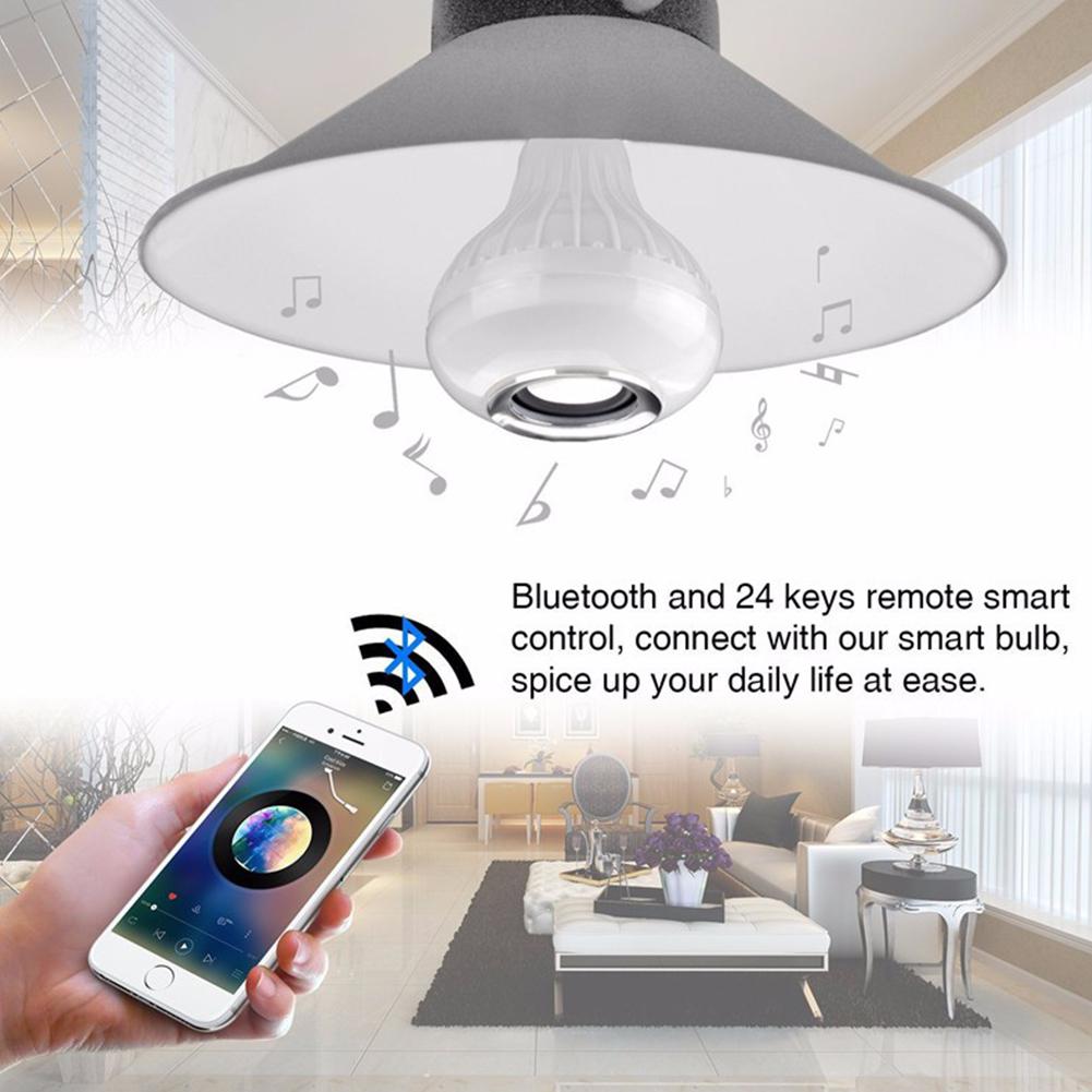 E27 RGB Draadloze Bluetooth Speaker Lamp 110-220 V LED Smart Muziek Licht Speler Dimbare Audio 24 Toetsen Afstandsbediening controller