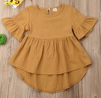 Sommar toddler baby girls kläder flare klänning barn flicka solida kläder spädbarn klänningar: B / 5